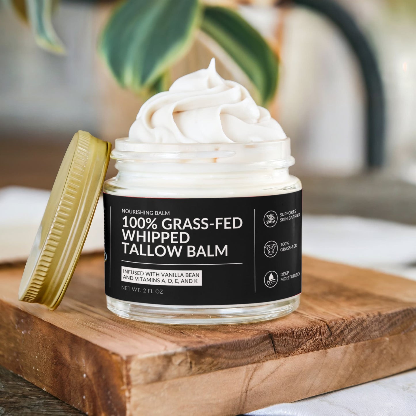 Whipped Grass-Fed Tallow Balm with Vanilla Bean