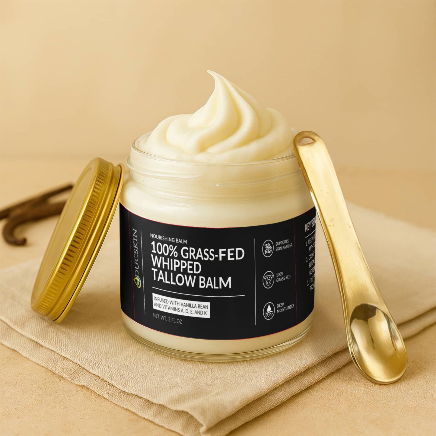 Whipped Grass-Fed Tallow Balm with Vanilla Bean